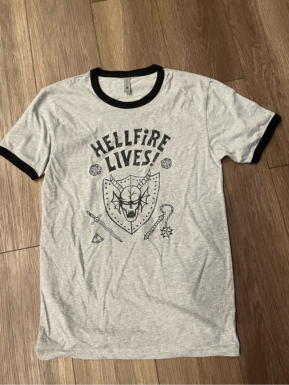 Men's size Small Hellfire Lives Graphic Ringer Tee